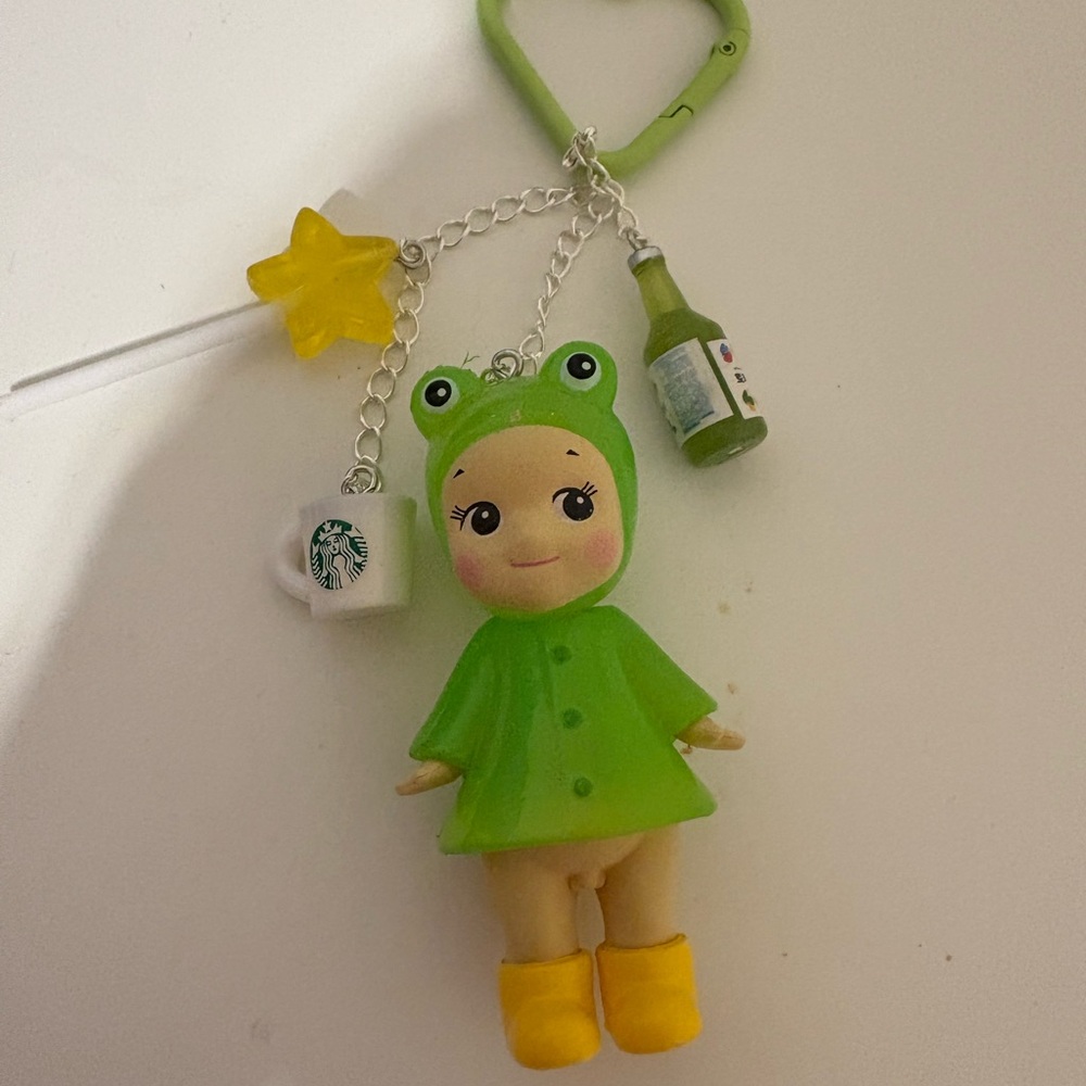 Cute Green Frog Doll Keychain with Yellow Boots